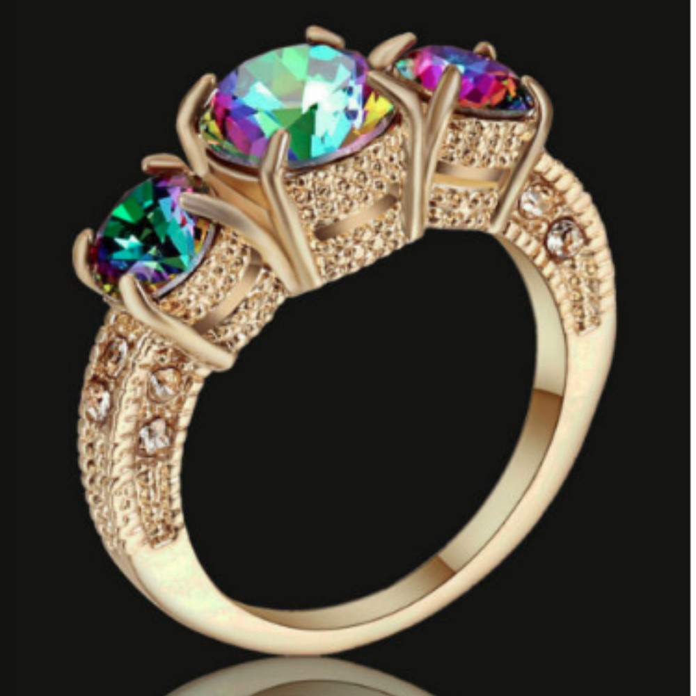 Rainbow Mystic Topaz Size 8 10k GF Ring Gold 10KT - Picture 3 of 4